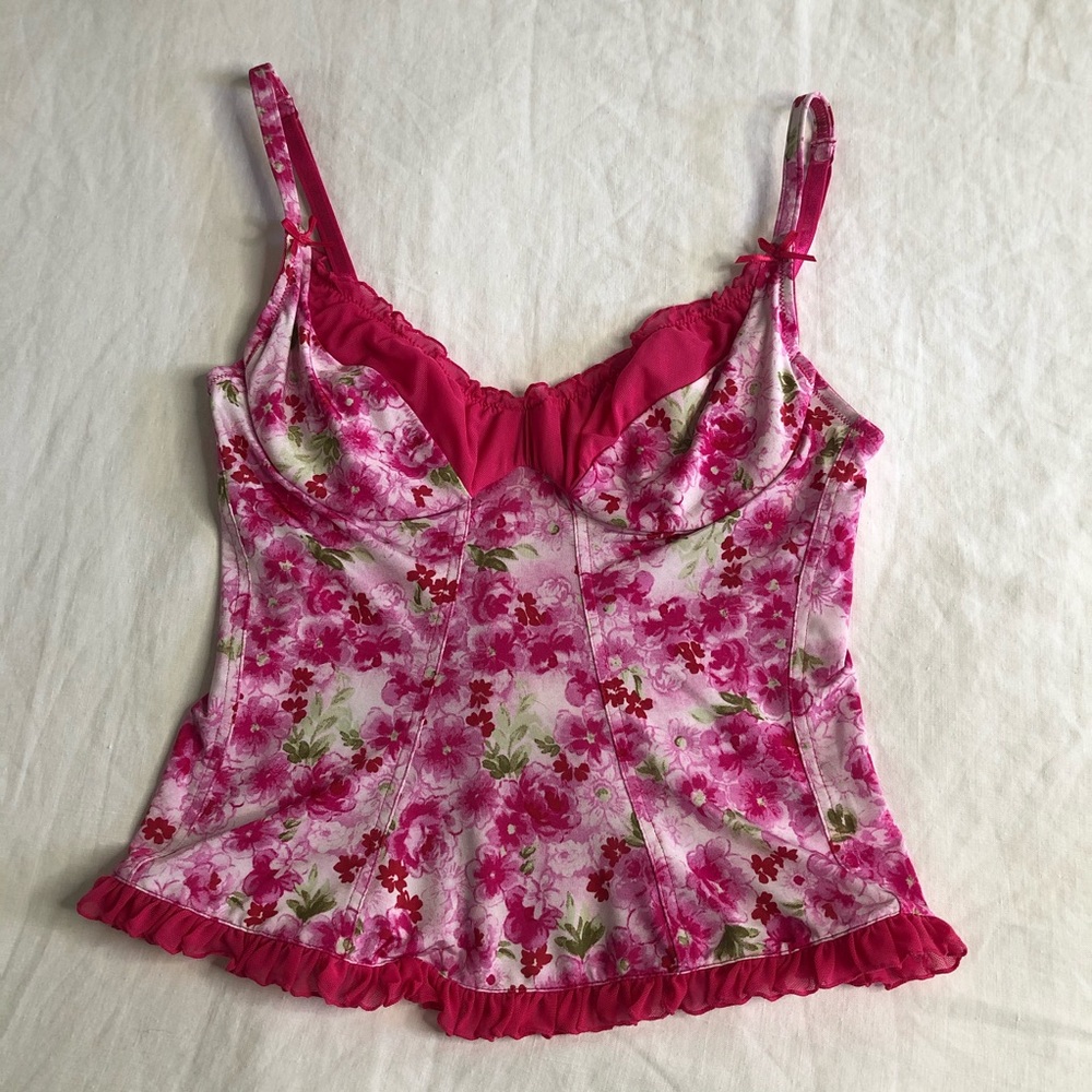 VICTORIAS SECRET/ pink floral bustier top